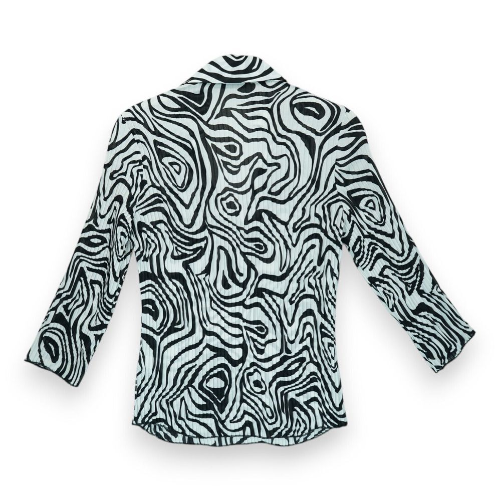 Le Caviar Women's Animal Zebrah Print Long‎ Sleeve Blouse - Small 3/4 Sleeve - Picture 2 of 6
